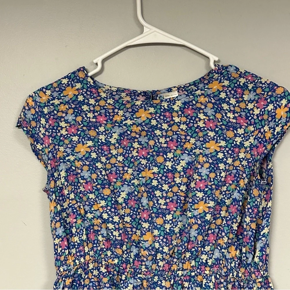 OshKosh B'gosh Girls Blue Floral Sundress Knee Length Spring Casual, 10